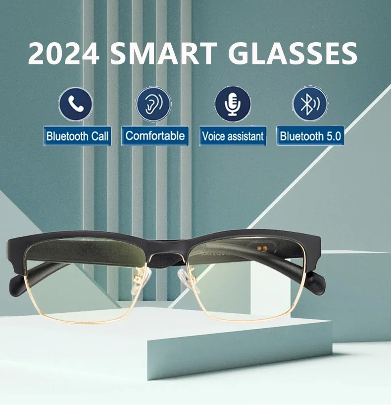 

2024 Smart Eyewear Men Buletooth Call Music Touch Control Glasses Anti Bluelight Eyeglasses IP5 Waterproof Sweatproof Sunglasses