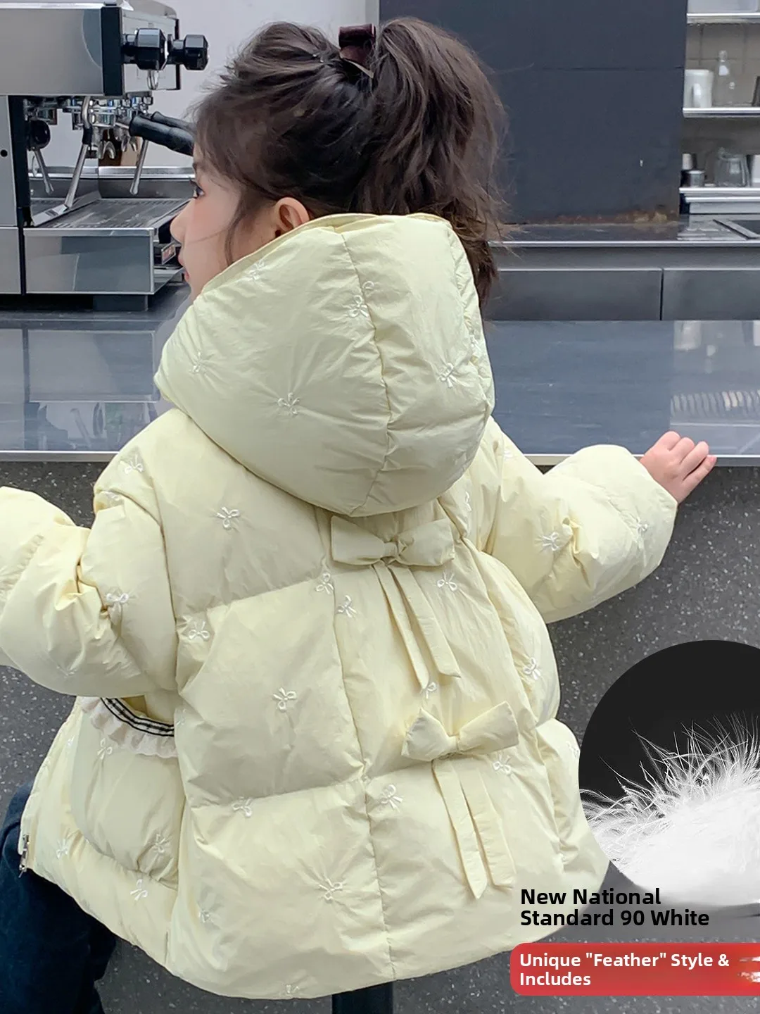 

Thiened White Du пуховое куртка-пуховик для маленьких девочек, зимнее теплое повседневное детское моющееся пальто, верхняя одежда