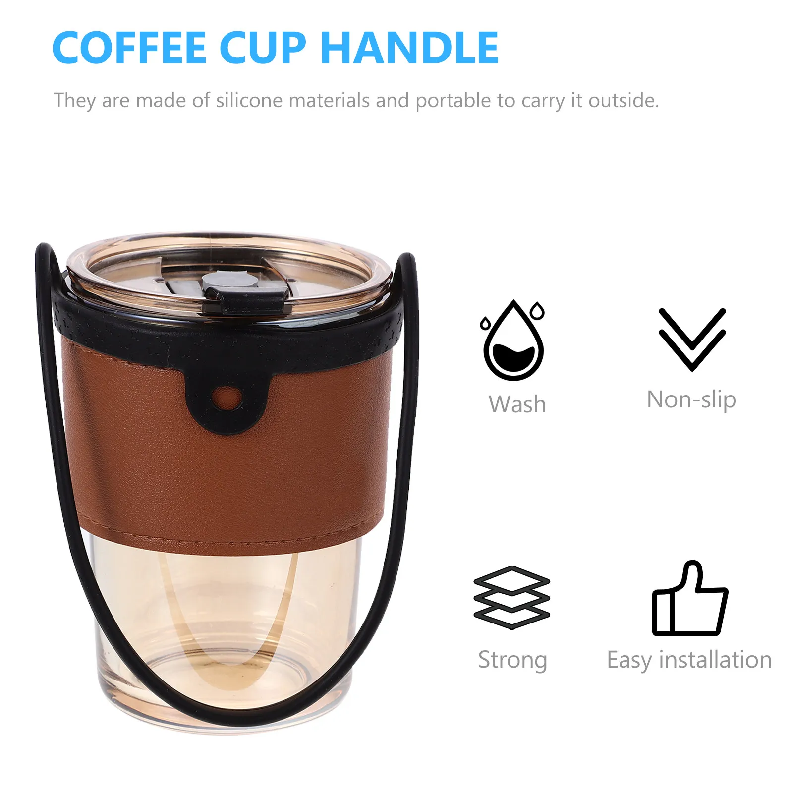 2Pcs Silicone Drink Cup Carrying Strap Creative Handheld Holder Strong Elasticity Fits All Sizes Coffee Milk Tea Tumbler Outdoor