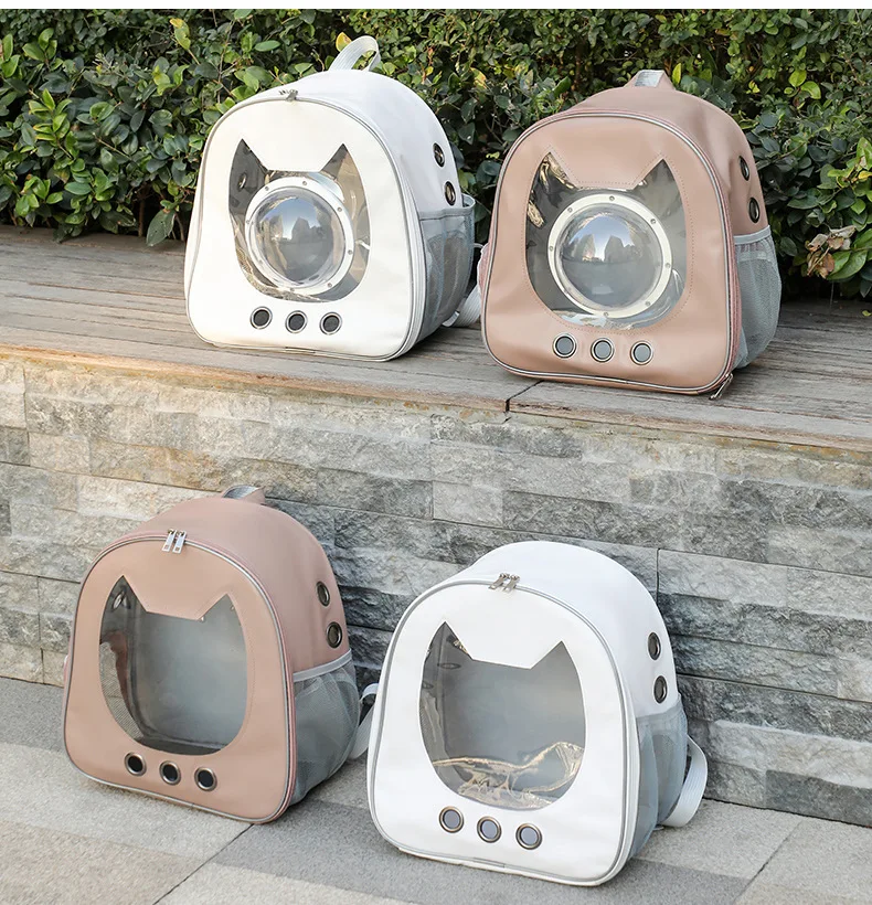 New breathable pet bag for travel, portable backpack, cat bag wholesale, simple and versatile pet backpack.