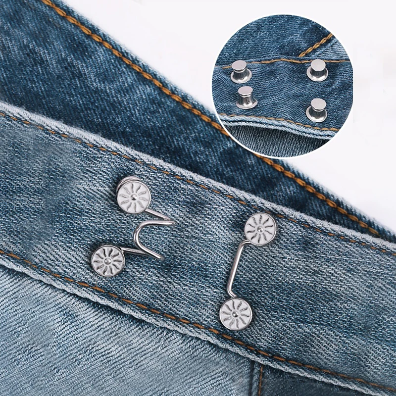 No Sewing Jeans Tighten Waist Brooches Adjustable Buckle Set Detachable Pants Clips Pins Clothing Accessories