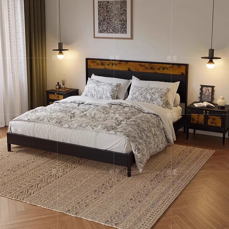 Retro solid wood bedside table simple small apartment storage locker medieval bedroom bedside locker