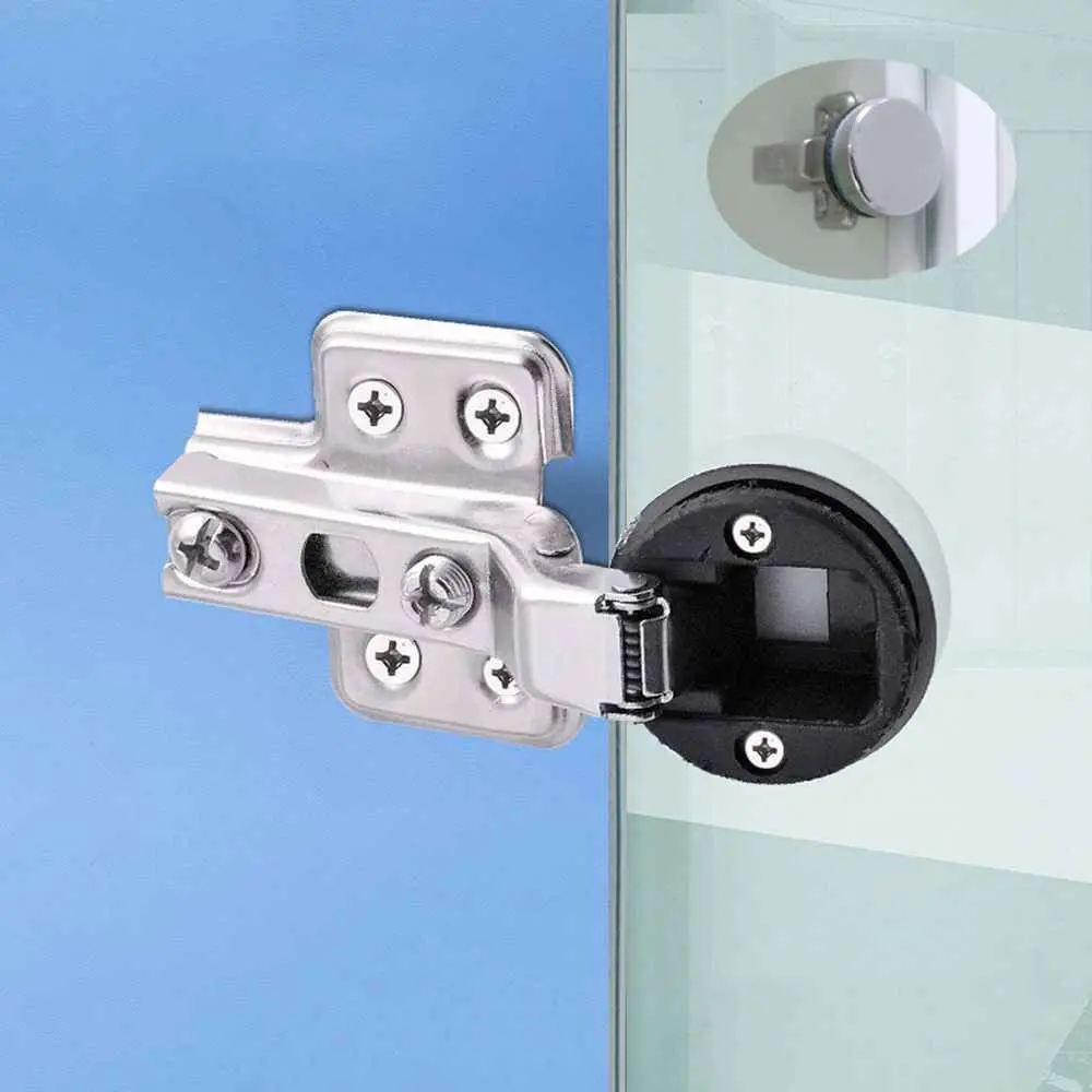 2Pcs Glass Door Hinge No Hole Cabinet  Hinge Clip Hardware Connector Home Interior Window Accessories Furniture Supplies