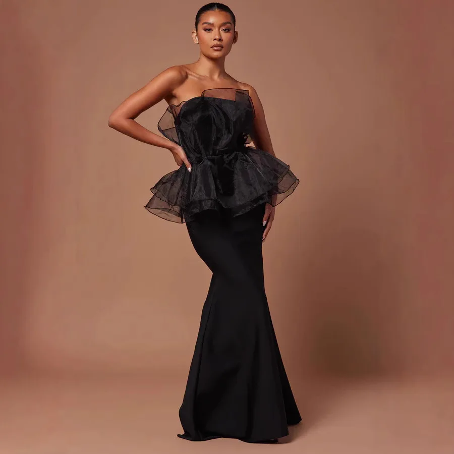 

Black Wrap Dress Gown High Waist Bandage Dresses for Women Party Gowns No Brand Registered Trademark