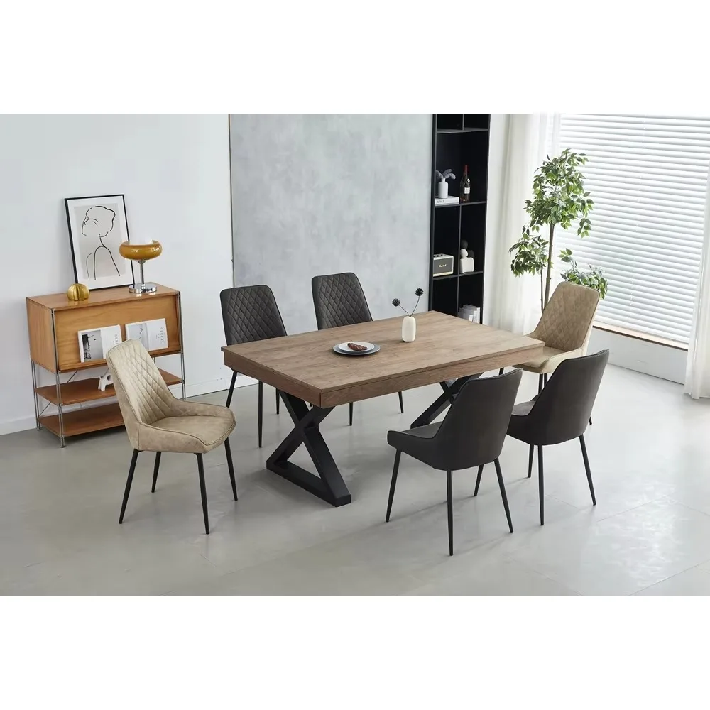 طقم طاولة طعام وكرسي فاخر قابل للتمديد مكون من 8 قطع بتصميم خشبي حديث للاستخدام المنزلي والفندقي للشقق وغرف الطعام #4