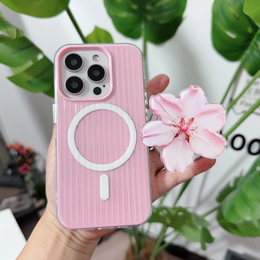 Custodia con staffa di aspirazione fiore magnetico anticaduta moda per iPhone 16 15 14 Cover per telefono 16 13 Pro MAX Custodia rigida antiurto posteriore