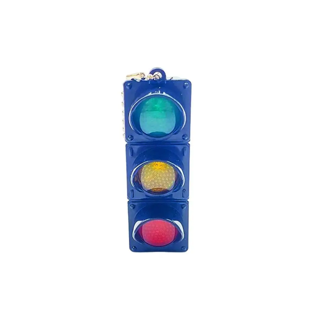 Plastic Traffic Light Key Chain Bag Pendant Glowing Charms Signal Light Pendant Car Keychains Jewelry Accessories 3D Key Ring