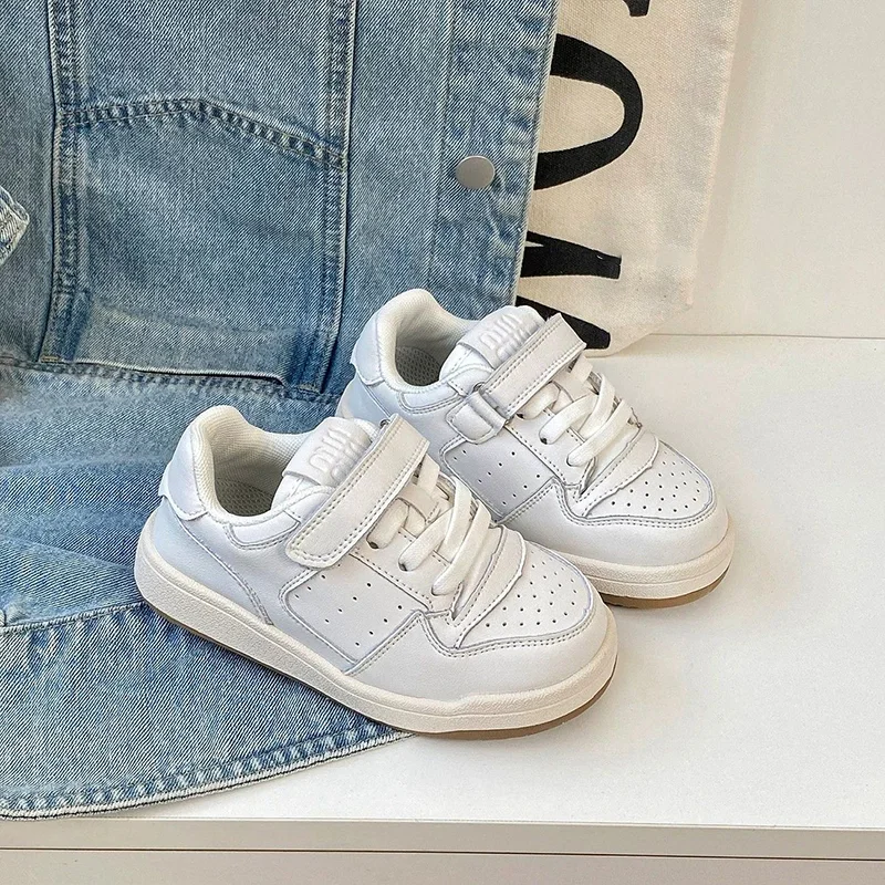 Tenis Sneakers Kids Spring/Autumn New Boys Girls Sports Shoes Casual Board Shoes Leather Soft Soled Children Small White Shoes