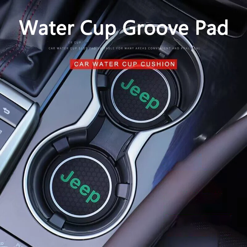 

70mm Silica gel Car Coasters Water Cup Non-Slip Mat Cup Pad For Jeep Renegade Wrangler JL Gladiator Grand Cherokee Compass