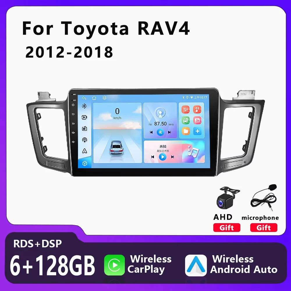 

Car Radio Multimedia Video Player For Toyota RAV4 2012-2018 10.1" Wireless Carplay Android Auto GPS Navigation Stereo Head Unit