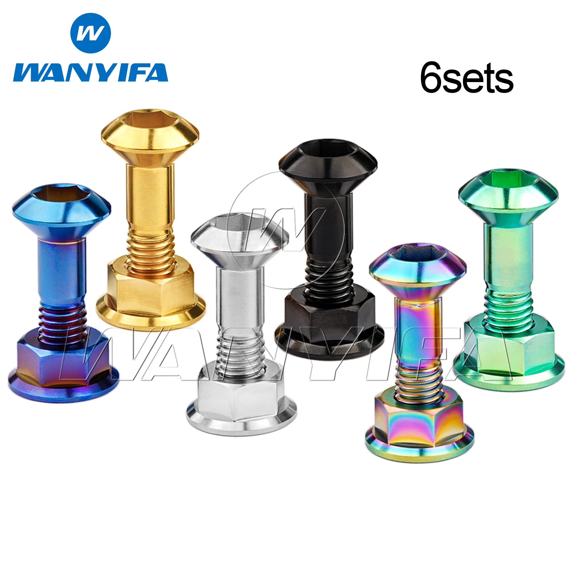 Wanyifa 6sets M8x33mm Titanium Sprocket Bolts Motorcycle Rear Chain Disc Chainwheel Chain Disk Plate Ti Grade 5 Screw&Nut Kits
