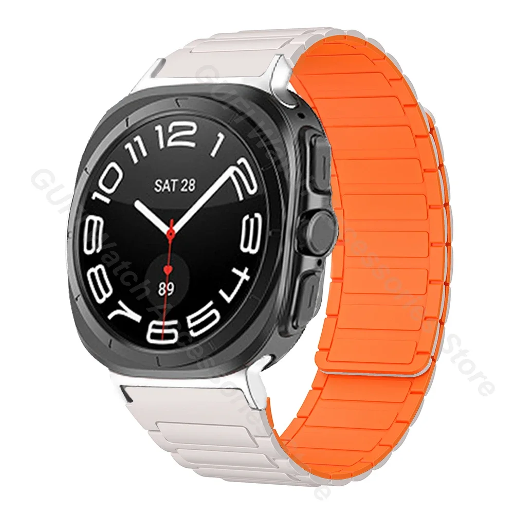 Correa de silicona para Samsung Galaxy Watch 7 Ultra, banda de 47MM con extremo curvo, sin huecos, para hombre