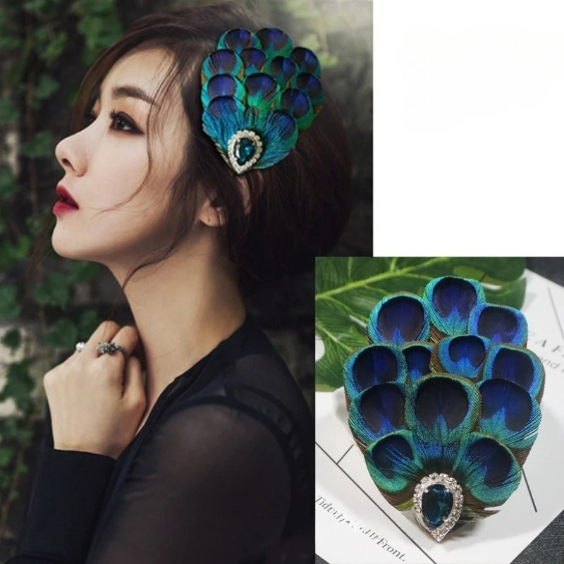 

Этнический винтажный головной убор из павлиньих перьев – аксессуар для волос в виде цветка для сценических выступлений принцесс и танцевальных шоу