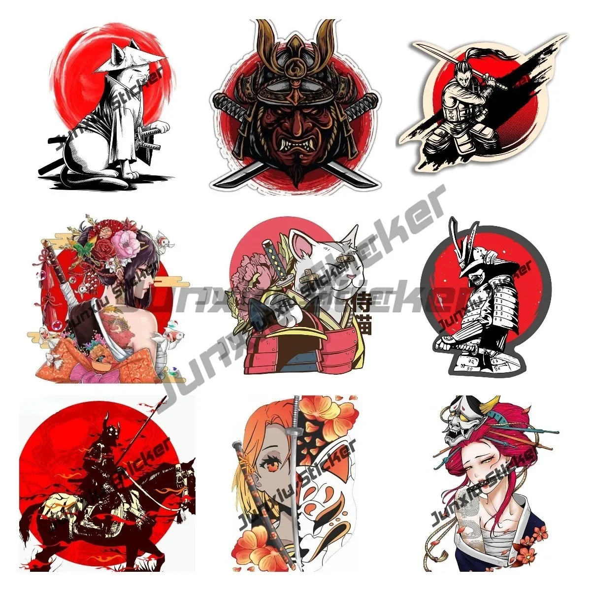 

Japanese Oni Hannya Samurai Demon Mask Decal Japanese Samurai Geisha Bushido Warrior Car Sticker Reflective Decal Accessories