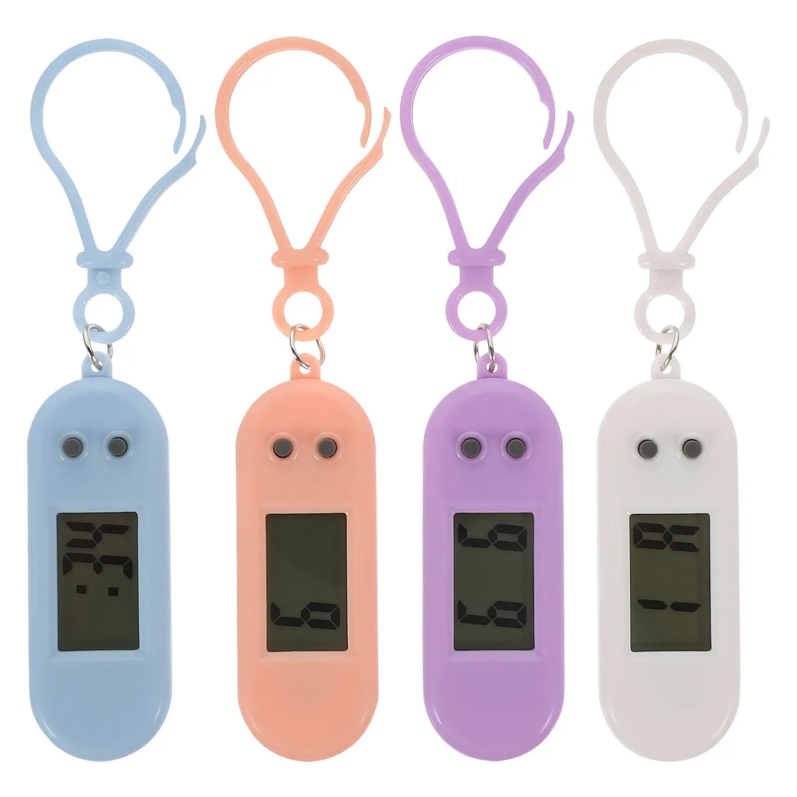 4 Pcs Mini Clock Keychain Pocket Watch Lightweight Digital Plastic Clip Durable Easy Read Time Great Gift buckle Backpack