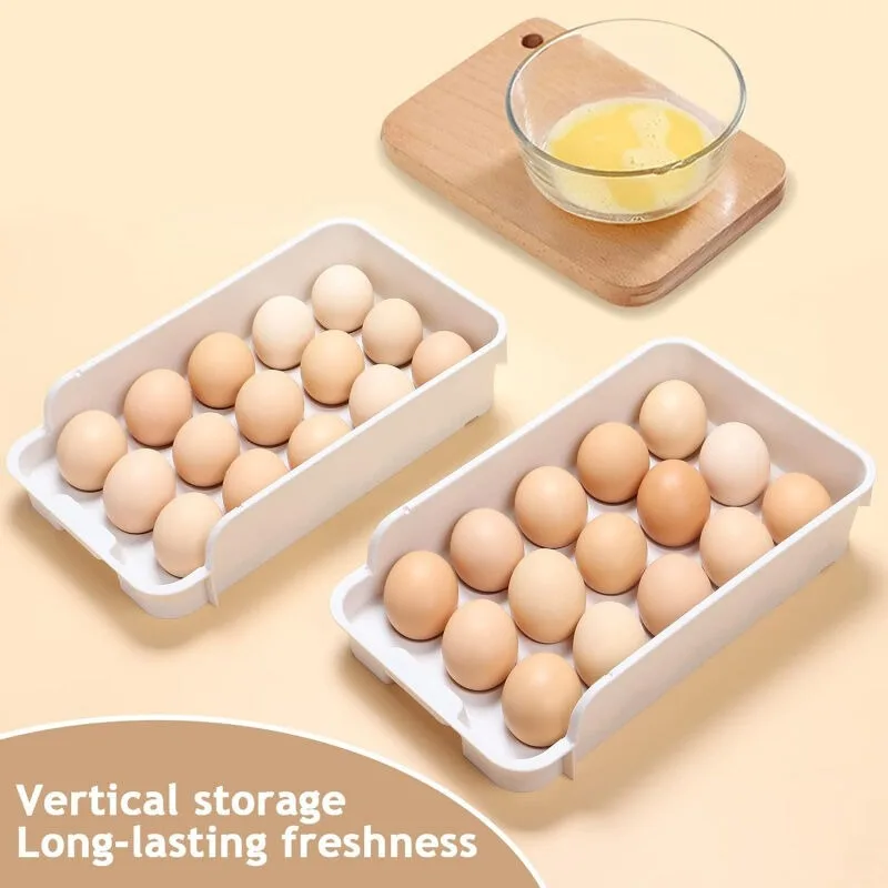 

15/24pcs Refrigerator Egg Storage Box Kitchen Food Grade Fresh-Keeping Drawer Style Household Freezer Food Storage Egg Boxes