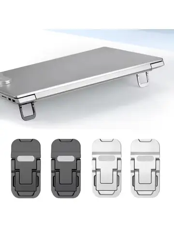 2PCS Mini Foldable Laptop Stand Portable Computer Keyboard Riser with 2 Adjustable Angles Self-Adhesive Invisible Notebook Stand