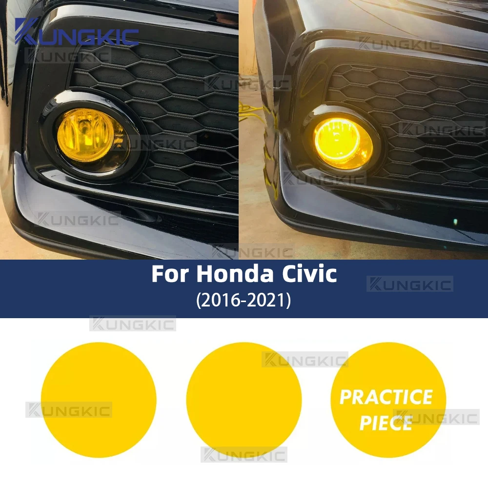 For Honda Civic 2016 2017 2018 2019 2020 2021 Car Fog Light Protection Film Yellow Anti Scratch PVC Protective Film Sticker