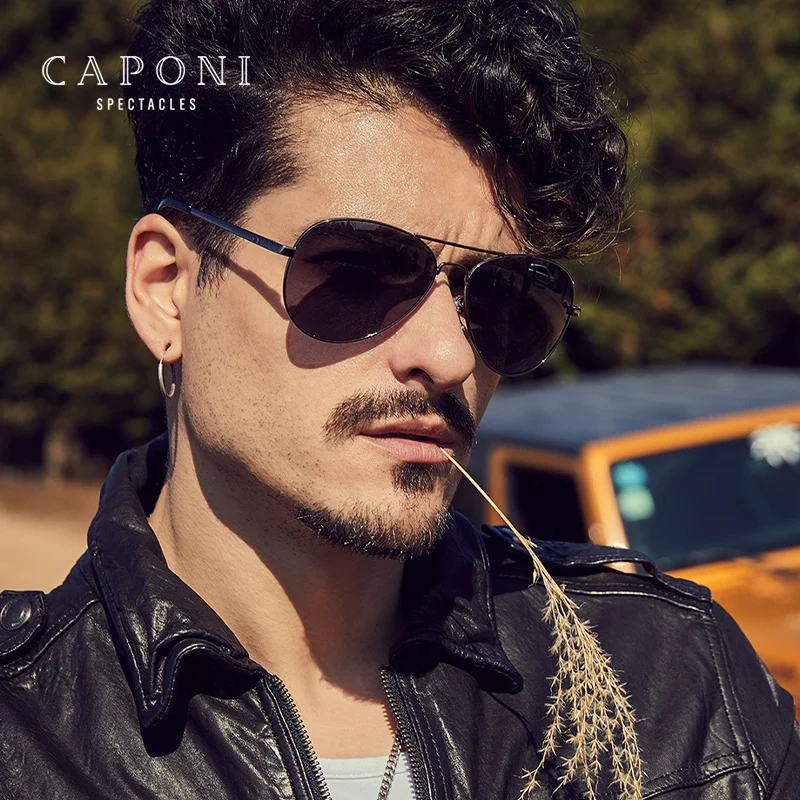 CAPONI Avation Sun Glasses For Men Day And Night Photochromic Driving Men's Sunglasses Polarized UV400 Pilot Shades Male BS3104