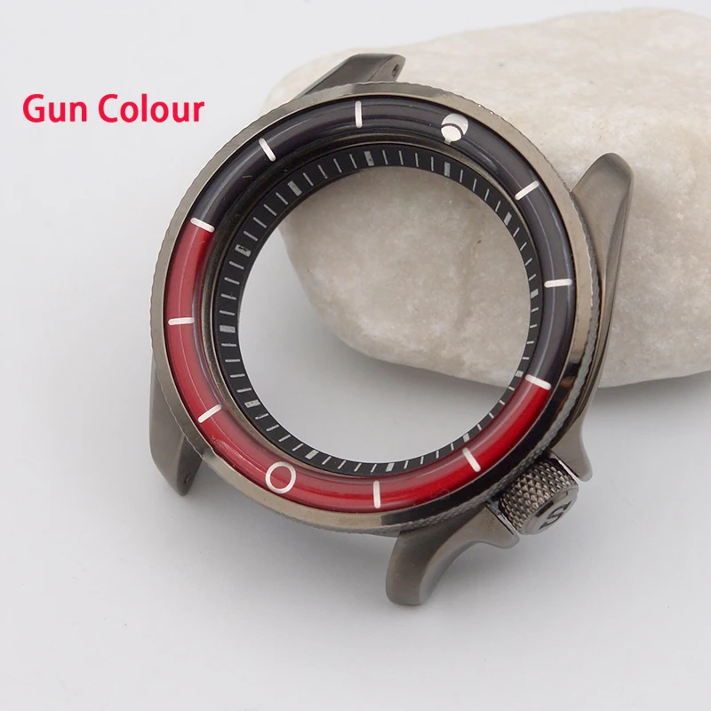 

Men's watch case SKX007 SKX009, gun color, sapphire glass, suitable for NH34, NH35, NH36 movements, watch accessories with 200m