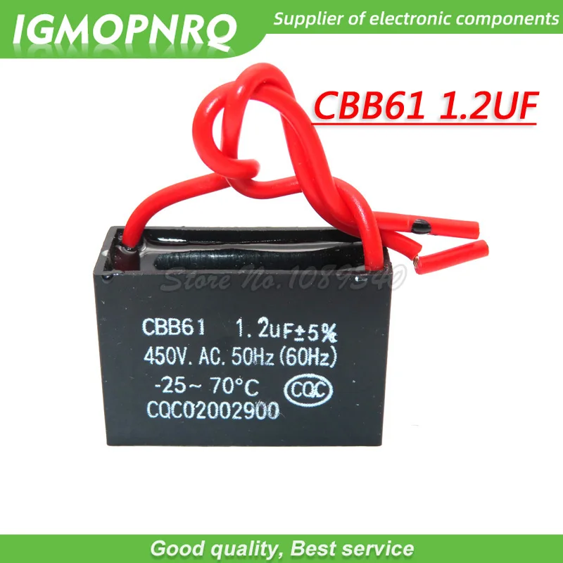 5pcs CBB61 1.2uf starting capacitance AC Fan Capacitor 450V CBB 1.2uf Motor Run Capacitor