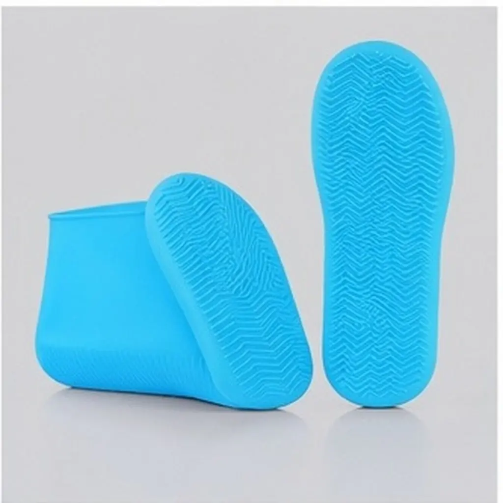 1Pair Premium Thick Silicone Waterproof Shoes Cover Rainproof Non-Slip Reusable Shoe Protectors for Outdoor Sports Travel Size S