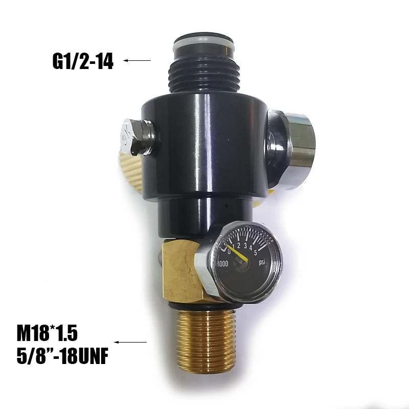 HPA Compressed Air Tank Cylinder Regulator Adjustable Output 0-2800psi(0-195bar) Pin Valve 300bar 5/8\