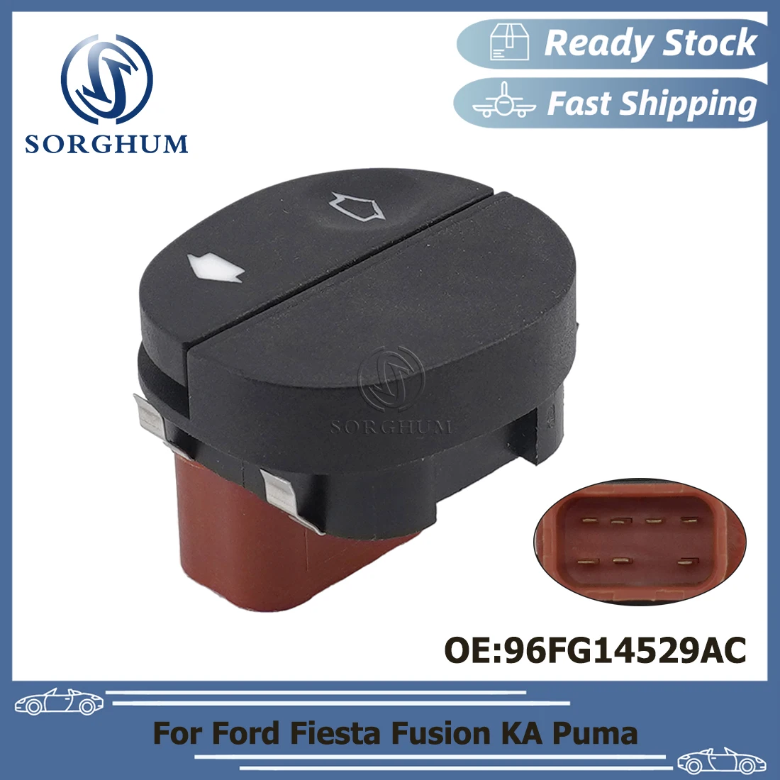 SORGHUM For Ford Fiesta MK6 Fusion KA Puma Street KA Tourneo Connect Transit Power Window Control Switch Button 96FG14529AC 7Pin