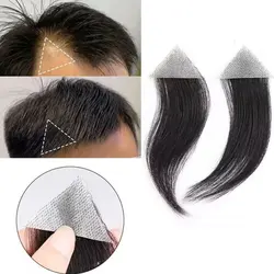 Natural Human Forehead Hair Patch Hairpiece Sideburns Toupee Men Invisible Seamless Ultra Thin Skin PU Men's Hair SystemHairline