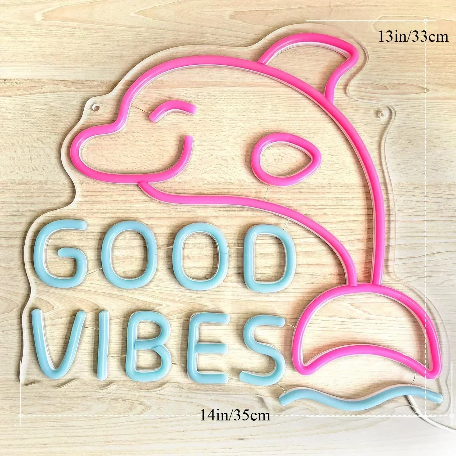 Good Vibes Neon Sign, Ice Blue and Pink LED Neon Sign for Bedroom Wall Decor Cute Design Party Neon Sign or Happy Hour Neon Sign