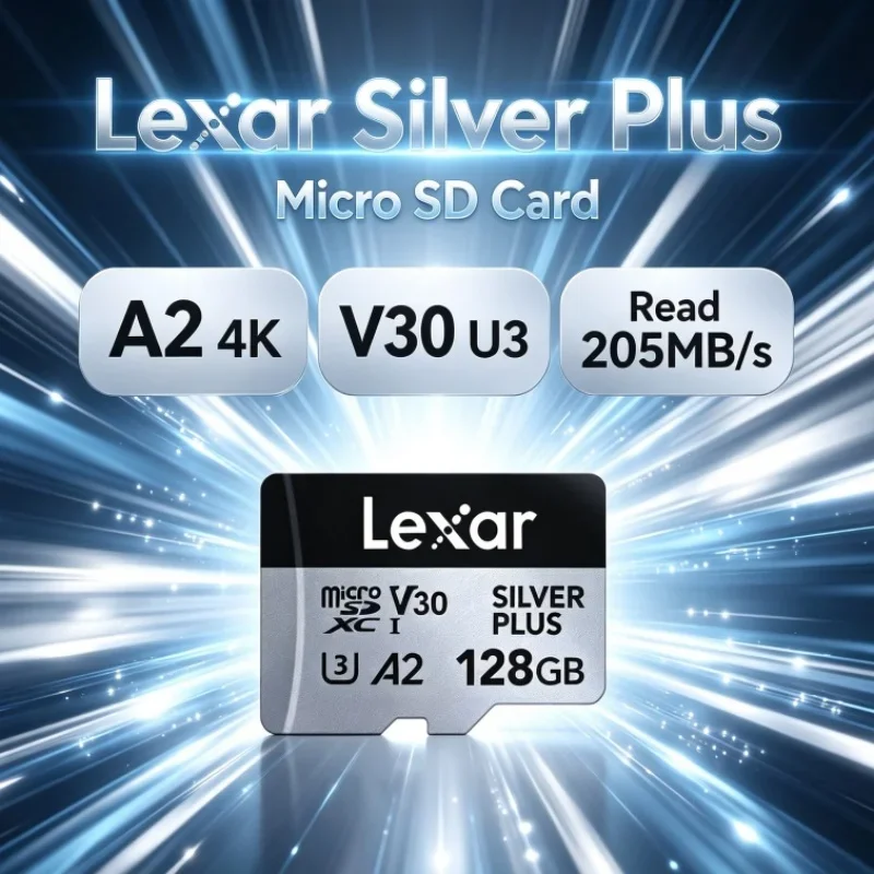 Lexar Silver Plus Micro SD Card SDXC A2 64GB 128GB 256GB 512GB 1TB 4K V30 U3 Read 205MB/s TF Memory Cards for Action Camera