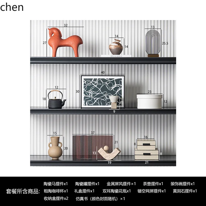 YFY Modern Light Luxury Style Model Room High-end Entrance Bookcase Bookshelf Niche Open Grid Desktop Decoration