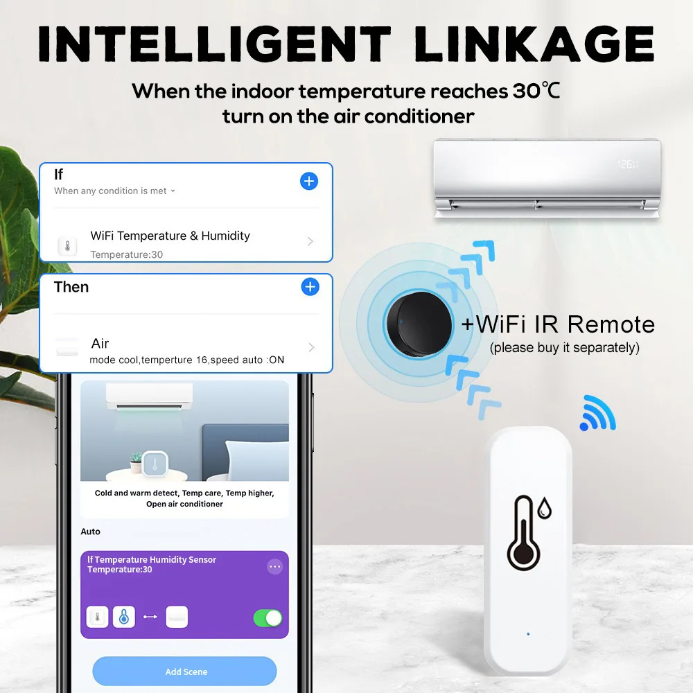 Tuya Zigbee/wifi Temperature Humidity Sensor Smart Home Device Compatible with Google Home Alexa for Environmental Monitoring