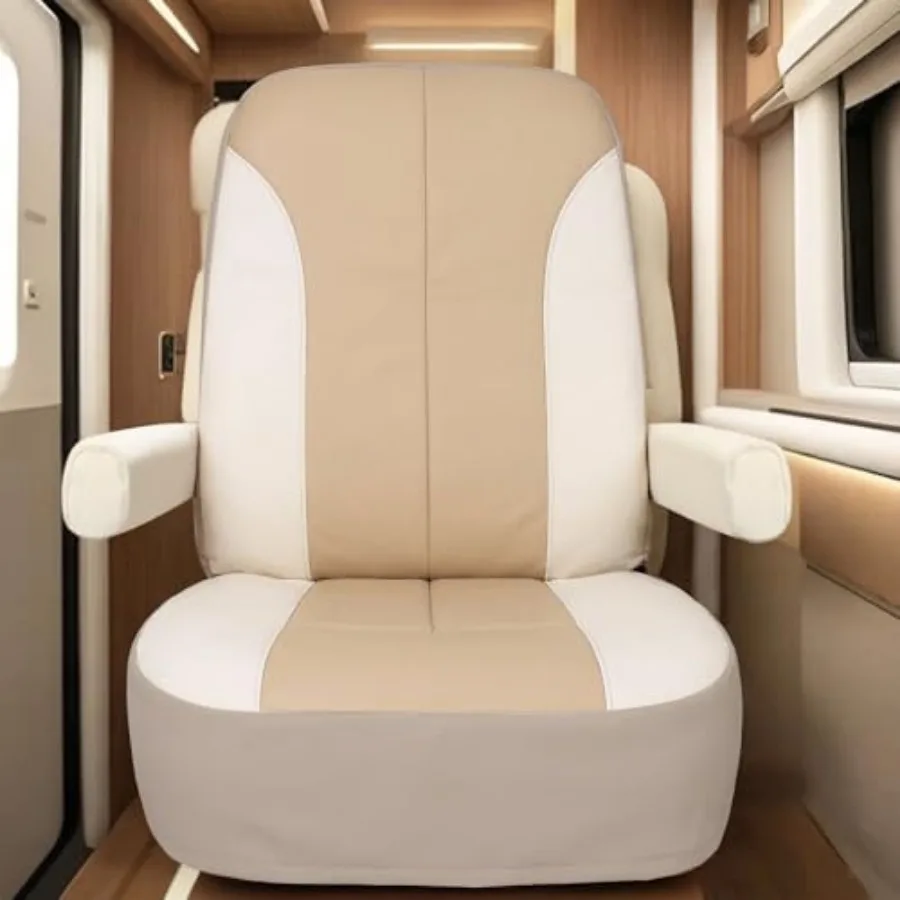 

2 Pack RV Seat Covers for Captains Chairs Motorhome Seat Cover with Side Pockets Waterproof Faux Leather Car Seats Cushion with