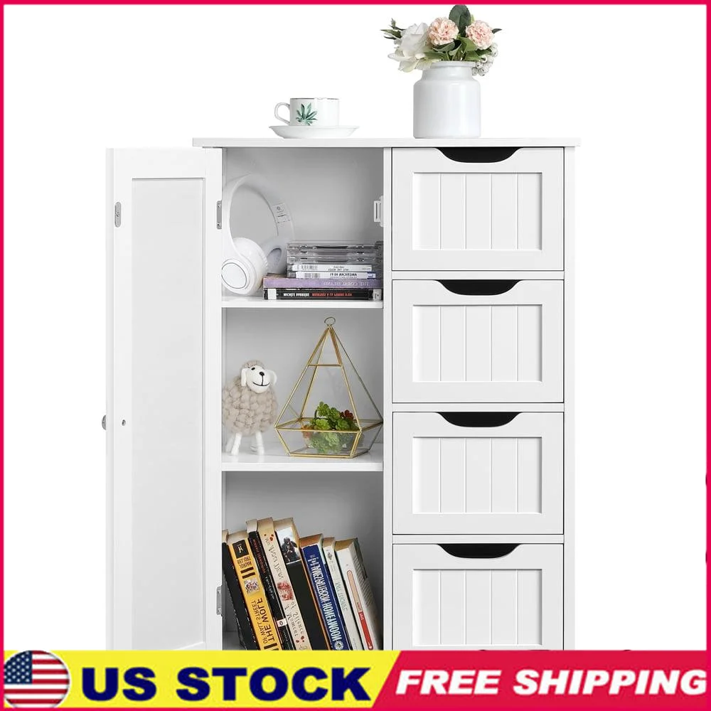 

Шкаф с 4 ящиками, органайзер для хранения в ванной комнате, водонепроницаемый белый МДФ, настенные регулируемые полки, мебель для дома