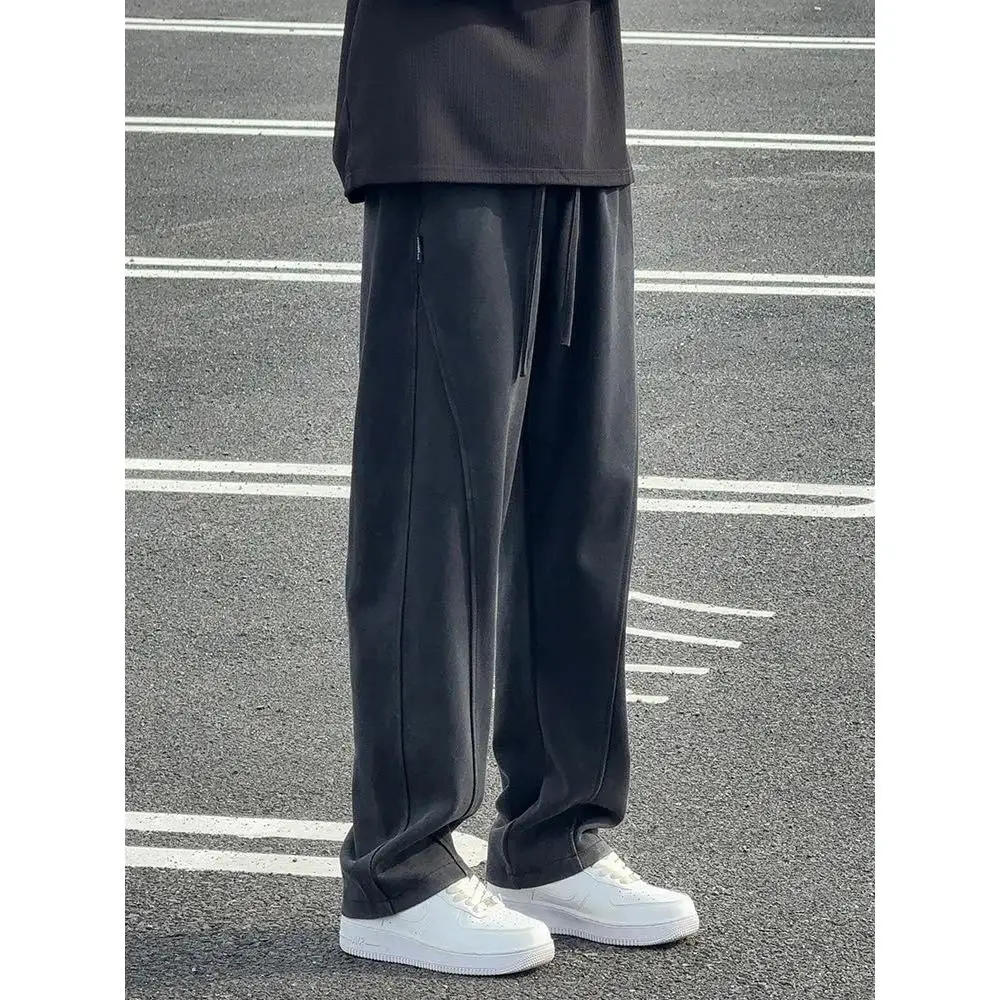 

Waed ey Heavyweight Men's Sweatpants Autumn Drape Loose Fit Casual Spor Trousers Straight Leg Non-Stretch Polyester