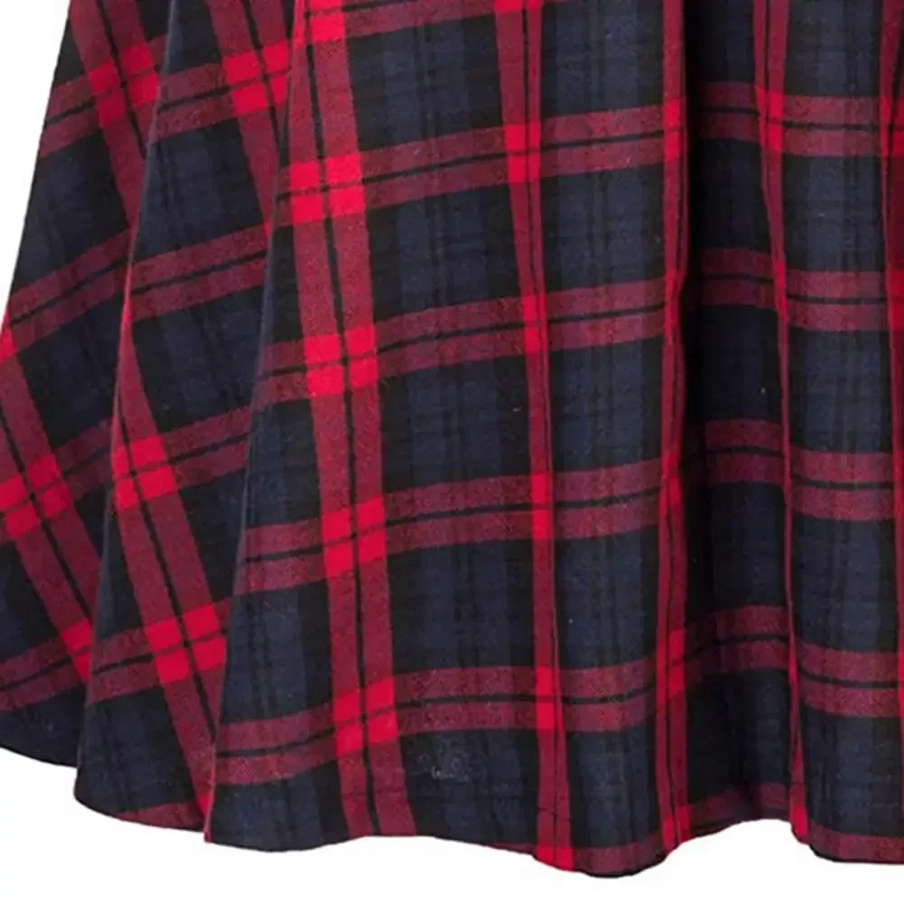 Femmes jupe une ligne jupe élégante taille haute dames robe ample jupe longue Vintage rouge noir femmes Tartan vérifier Plaid Ropa Mujer