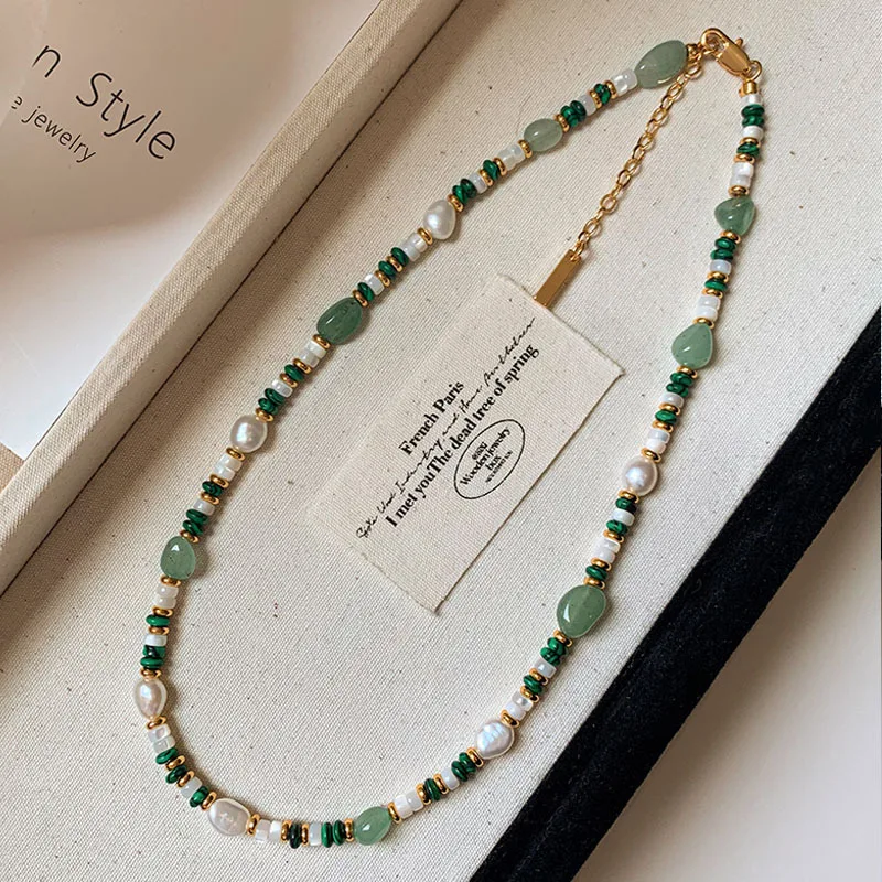 New Arrival Trendy Natural Freshwater Pearl & Jade Stone 14K Gold Filled Female Jewelry Set For Women Necklace Bracelet Gifts