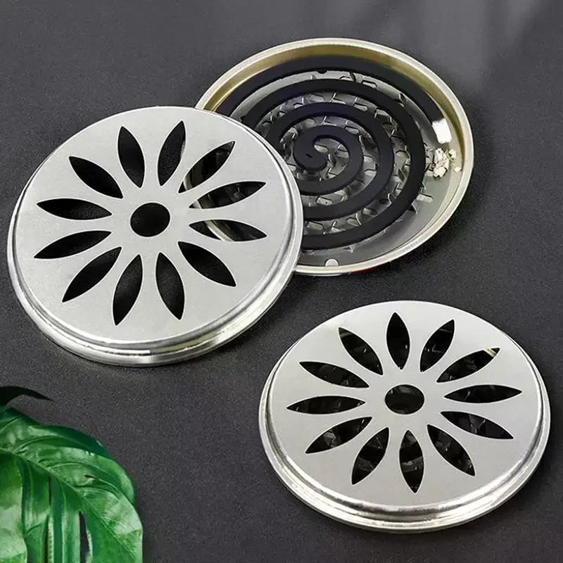 Stainless Steel Mosquito Spiral Holder Box With Lid Fireproof Mosquito Coil Burner Safe Windproof Mosquito Repellent Tray