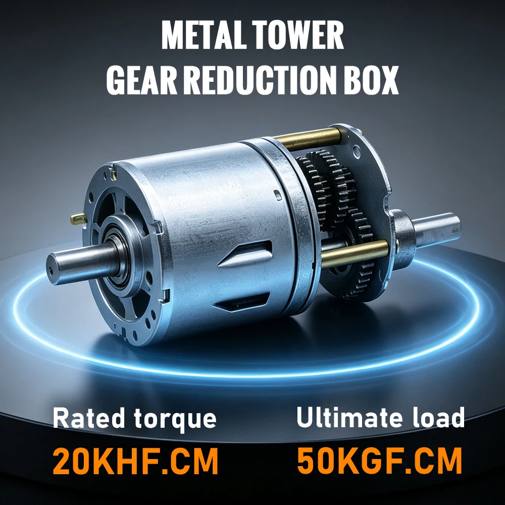Tungfull High Torque DC Gear Reducer Motor Full Metal Shell Stable Running Reduction Motor for DIY Robotic Mechanical Projects