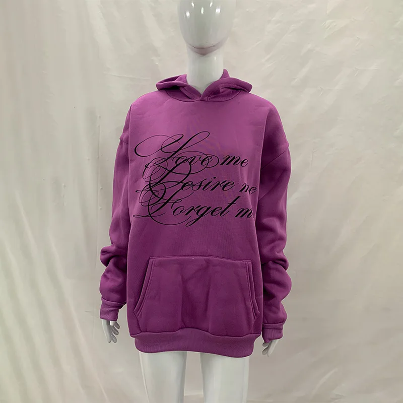 2026 Herbst Winter Damen Gothic-Print Oversized Hoodie Doppelseitiger Buchstaben-Druck Dunkler Streetwear Kapuzenpullover – Detail 10