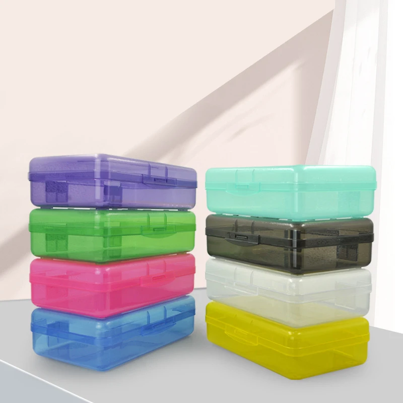 TW 1pc Transparent Pencil Box Hard Plastic Pencil Case Crayon Pen Box Sketch Pencil Case Stacking Office Supplies Organizer Box