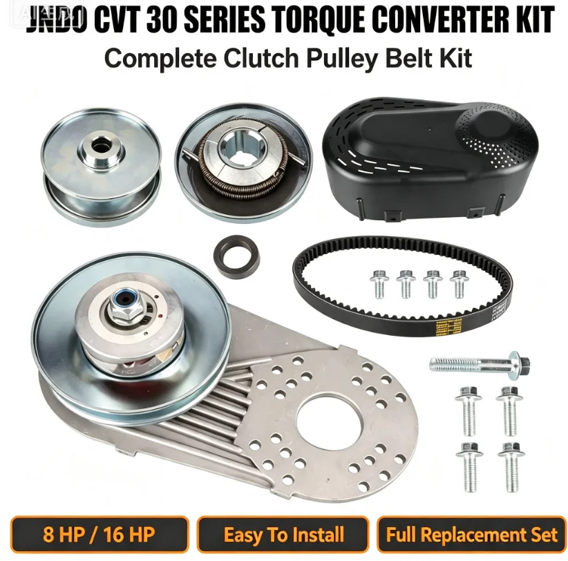 JNDO CVT 30 Series Torque Converter Kit, Complete Clutch Pulley Belt Replacement Set, Fits 8 HP / 16 HP Engines, with Screws, Ga