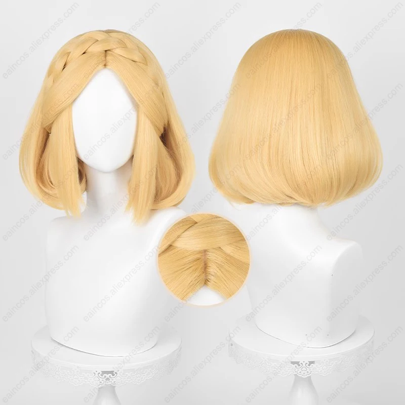 Peluca de Cosplay de la princesa Zelda, 35cm/72cm, pelucas trenzadas amarillas doradas, pelo sintético resistente al calor, fiesta de Halloween