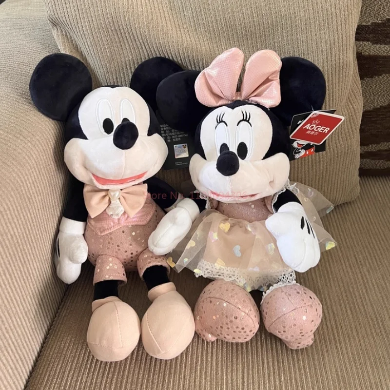حقيقية ديزني ميكي ميني ماوس سلسلة الزفاف ألعاب من نسيج مخملي الكرتون محشوة دمية زخرفة أنيمي زوجين تذكارية مهرجان الهدايا