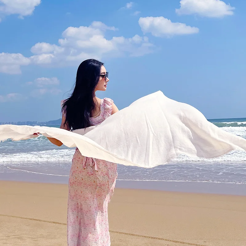 Summer Travel Scarf Imitation Cotton and Linen Shawl Women's High-Grade Seaside Desert