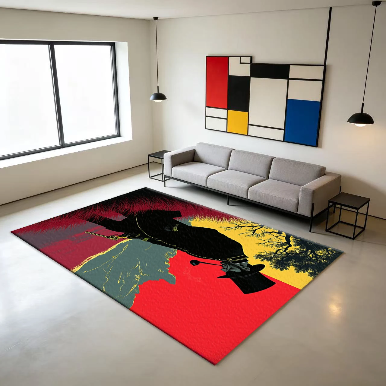 พรมปูพื้นสไตล์เรโทรเวสเทิร์นคา - Printed Rug Abstract บทวิจารณ์และราคา