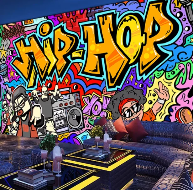 Custom Wallpaper Graffiti background wallpaper street spray painting mural dance studio gym wall decoration wallpaper