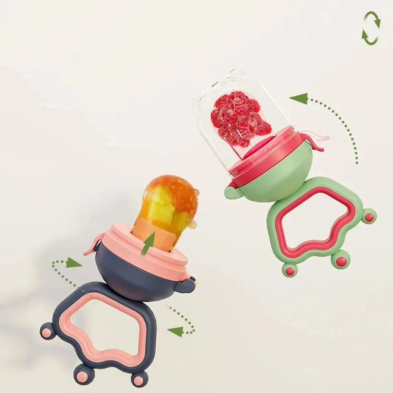 Baby Fruit Bite Baby Teether Bag Food Grade Silicone Gel Squeeze Net Eat Fruit Food Feeder Gum Auxiliary Food Device
