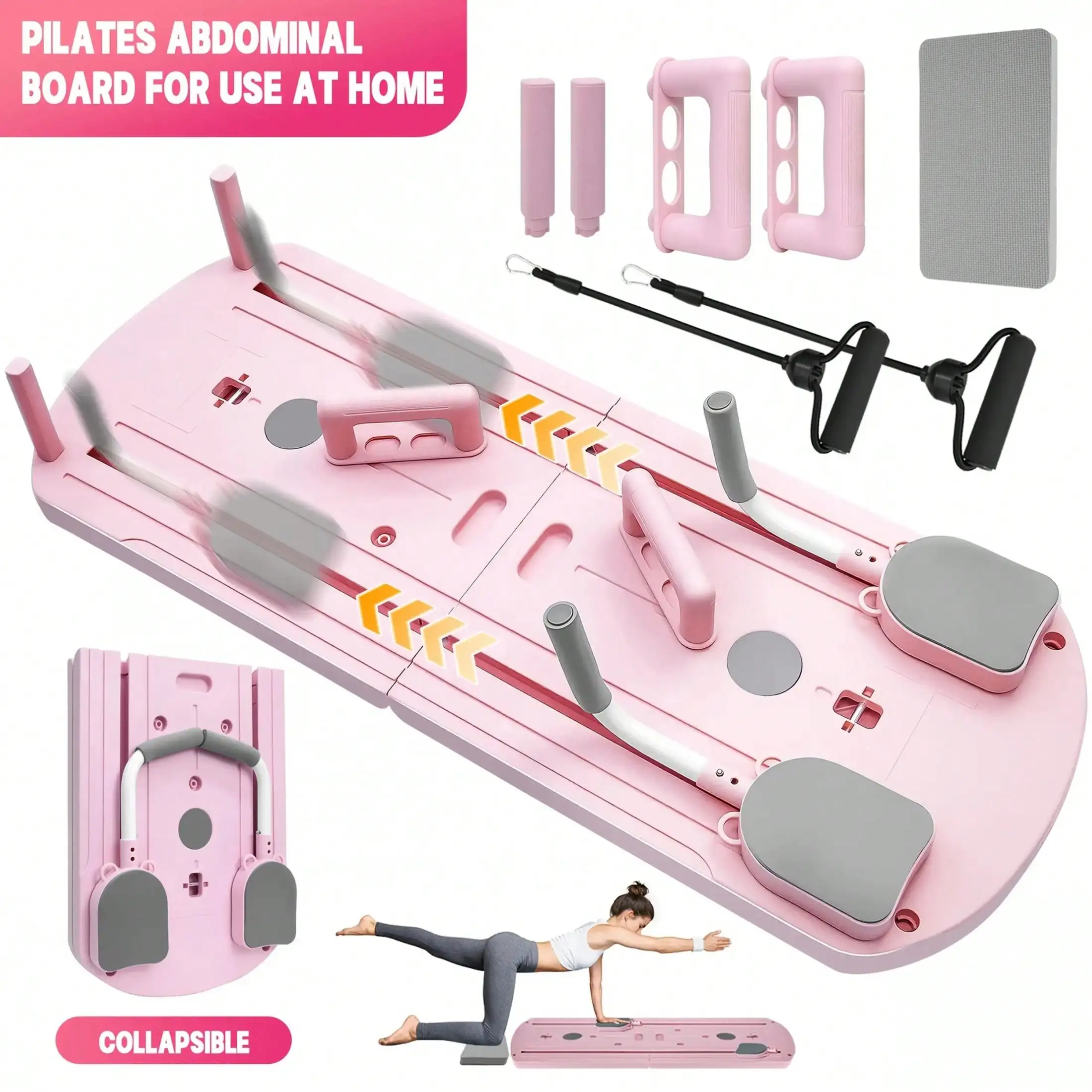 Foldable Pilates Board, Black8-In-1 Versatile Yoga Board And Workout SystemTargets All Muscle Groups For Home Fitness24 Non-Slip Feet Ensure Firm Floor GripCompact Foldable Design For Easy Storage